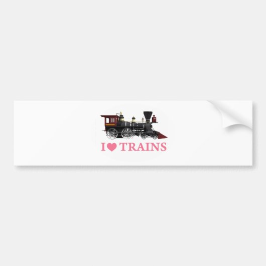 I Love Trains Bumpersticker (Voorkant)