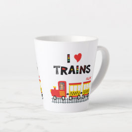 I Love Trains Colorful Kinder Photo and Name Dinne Latte Mok
