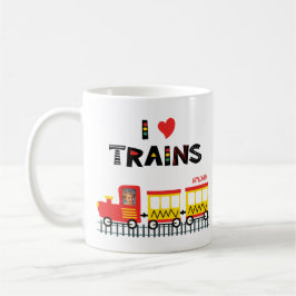I Love Trains Colorful Kinder Photo and Name Koffiemok