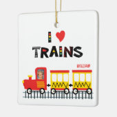 I Love Trains Kinder Photo and Name Kerstmis Keramisch Ornament (Links)