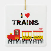 I Love Trains Kinder Photo and Name Kerstmis Keramisch Ornament (Achterkant)