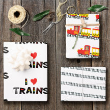 I Love Trains Kinder Photo and Name Pattern Party