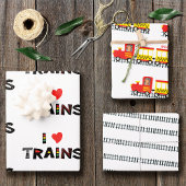 I Love Trains Kinder Photo and Name Pattern Party Inpakpapier Vel