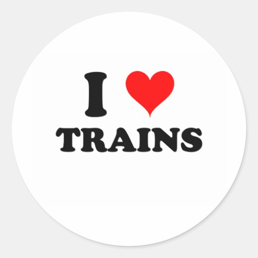 I Love Trains Ronde Sticker (Voorkant)