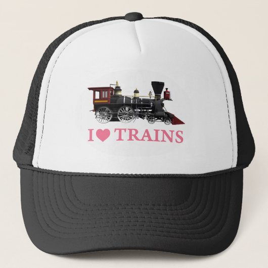 I Love Trains Trucker Pet (Voorkant)