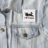 I Love Trains Vierkante Button 5,1 Cm (In situ)