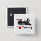 I Love Trains Vierkante Button 5,1 Cm (Voorkant /achterkant)