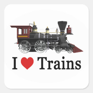 I Love Trains Vierkante Sticker