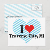 I Love Traverse City, MI Briefkaart (Voorkant / Achterkant)