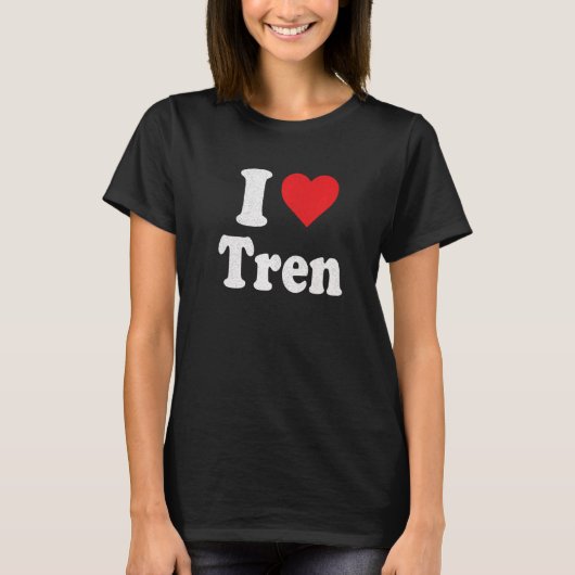 I Love Tren Distress Retro T-shirt (Voorkant)