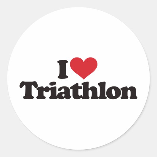 I Love Triathlon Ronde Sticker (Voorkant)