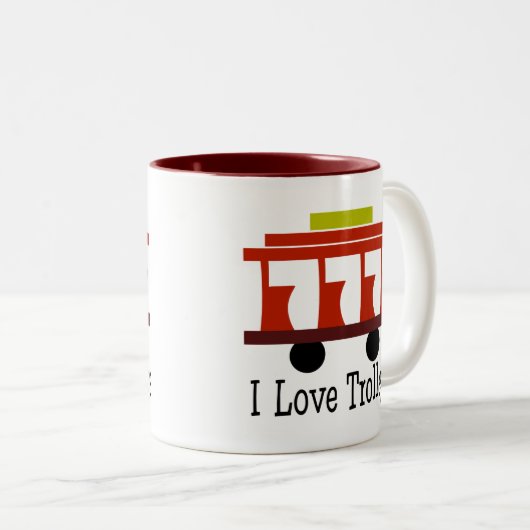 I Love Trolleys Tweekleurige Koffiemok (Voorkant rechts)