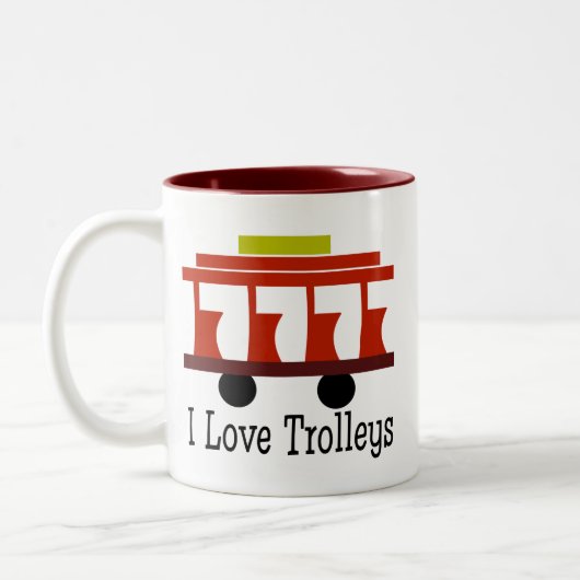 I Love Trolleys Tweekleurige Koffiemok (Links)