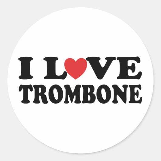 I Love Trombone Ronde Sticker (Voorkant)