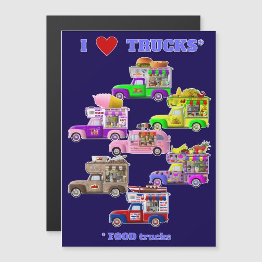 I Love Trucks (FOOD Trucks) magneet Magnetische Uitnodiging (Voorkant / Achterkant)