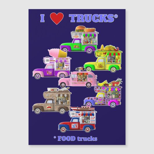 I Love Trucks (FOOD Trucks) magneet Magnetische Uitnodiging (Voorkant)