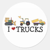 I Love Trucks Ronde Sticker (Voorkant)