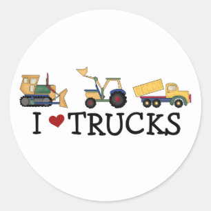 I Love Trucks Ronde Sticker