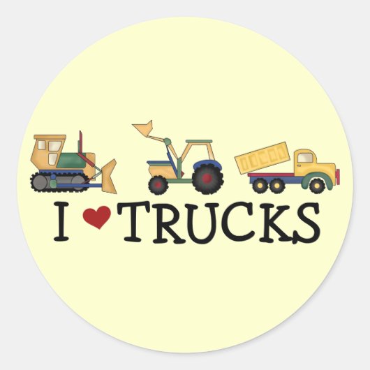 I Love Trucks T-shirts and Gifts Ronde Sticker (Voorkant)