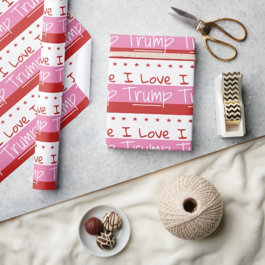 I Love Trump ... for President Pink Wrapping Paper Cadeaupapier (Crafts)