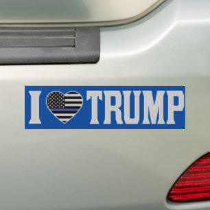 I Love Trump US Flag Thin Blue Line Pro-Trump Bumpersticker