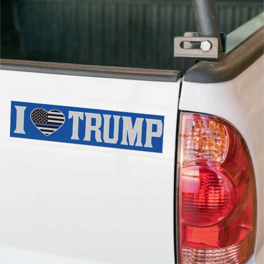 I Love Trump US Flag Thin Blue Line Pro-Trump Bumpersticker (Op Truck)