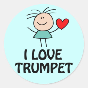 I Love Trumpet Stick Figuurmuziek Cadeft Ronde Sticker