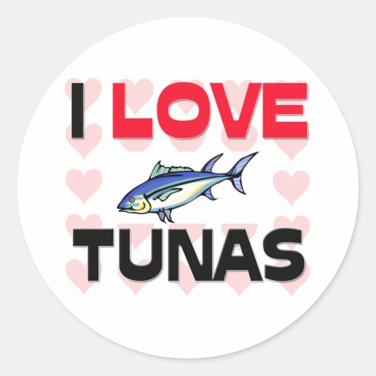 I Love Tunas Ronde Sticker (Voorkant)