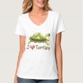 I Love Turtles cartoon womens t-shirt (Voorkant)