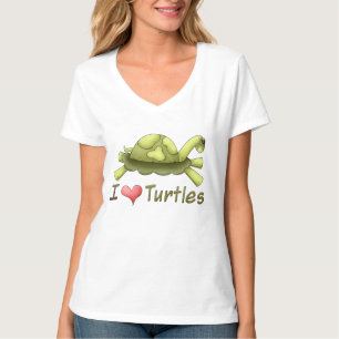 I Love Turtles cartoon womens t-shirt