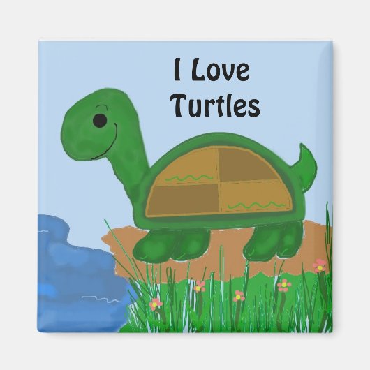 I Love Turtles Design Magneet (Voorkant)