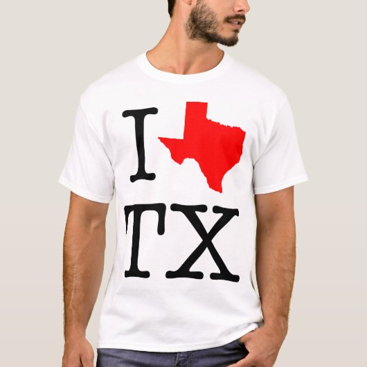 I Love TX Texas T-Shirt (Voorkant)