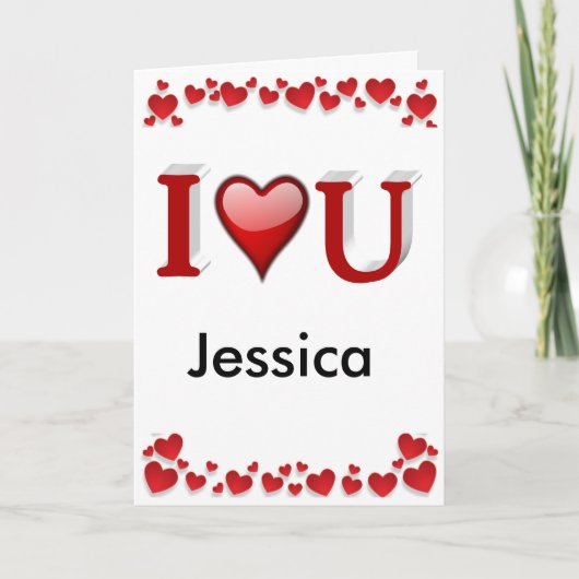 I Love U Aangepaste Valentijnsdag Kaart (Voorkant)