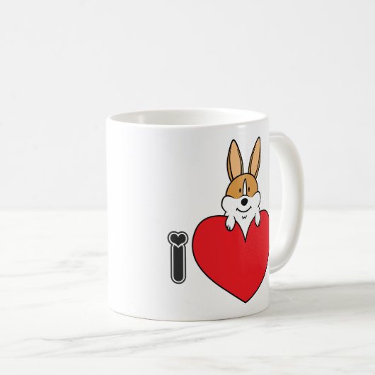 "I Love U" Corgi Coffee Mok (Voorkant rechts)