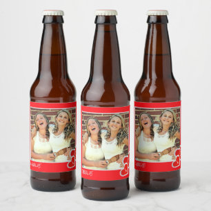 I Love U, Cute Hearts - Custom Photo Personised Bier Etiket