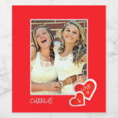 I Love U, Cute Hearts - Custom Photo Personised Wijn Etiket (Enkel label)
