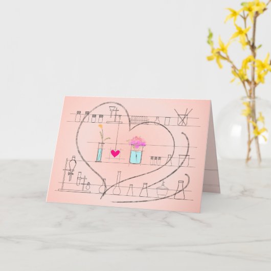 "I love U" geschreven met glaswerk - blanco kaart (Gele Bloem)