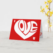 I Love U Retro Liefdes Hart Tekst Typografie Kaart (Gele Bloem)