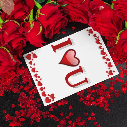 I Love U rode Valentijnsdag  Kaart
