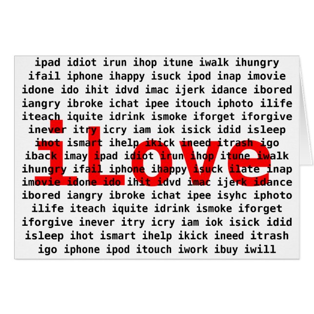 I Love U Text Design Card (Voorkant Horizontaal)