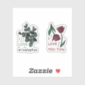 I LOVE Ucalyptus & I LOVE YOU Tulip Sticker (Vel)