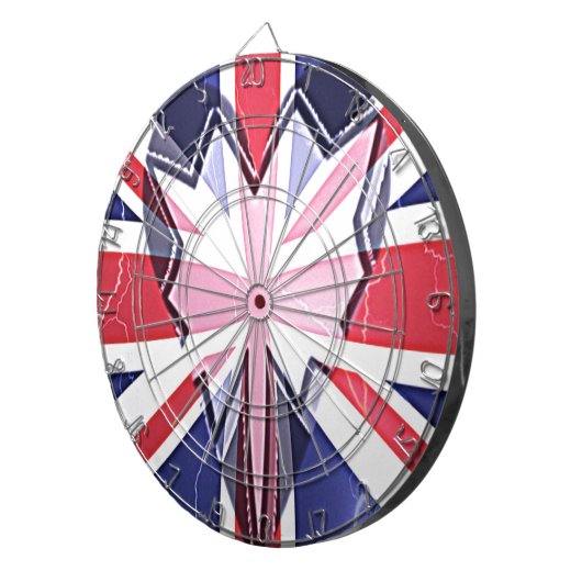 "I Love UK" Kunstdruk Dartbord (Voorkant Rechts)