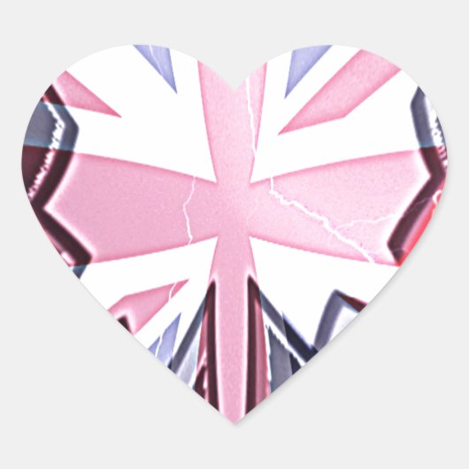 "I Love UK" Kunstdruk Hart Sticker (Voorkant)
