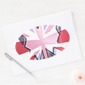 "I Love UK" Kunstdruk Ovale Sticker (Envelop)