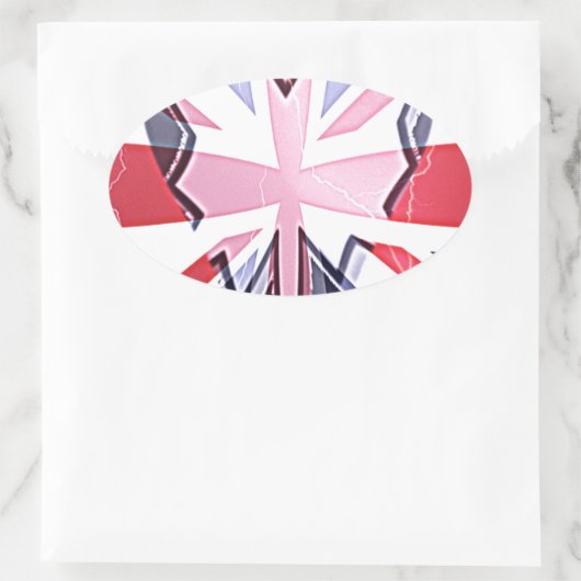 "I Love UK" Kunstdruk Ovale Sticker (Tas)