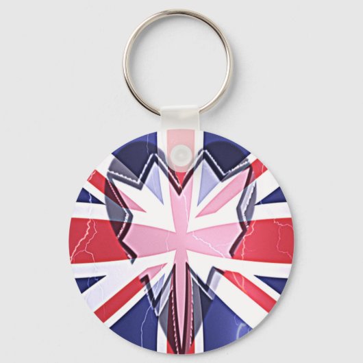 "I Love UK" Kunstdruk Sleutelhanger (Voorkant)