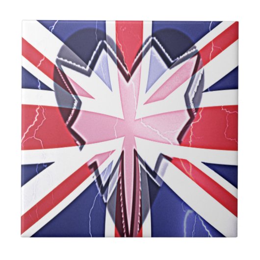 "I Love UK" Kunstdruk Tegeltje (Voorkant)