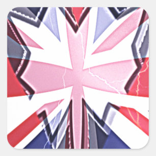 "I Love UK" Kunstdruk Vierkante Sticker