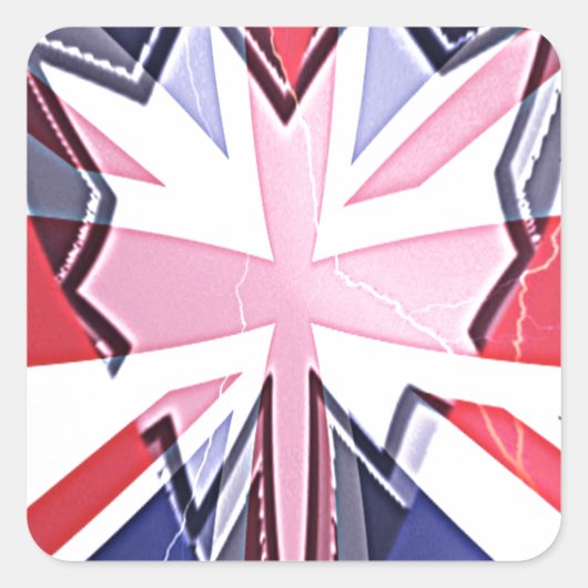 "I Love UK" Kunstdruk Vierkante Sticker (Voorkant)
