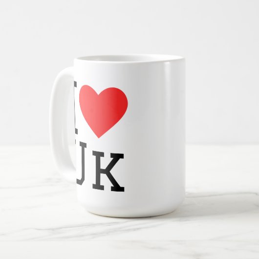 I love uk square sticker koffiemok (Voorkant links)